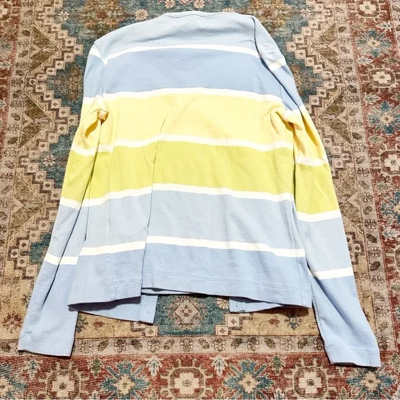 Two piece tank top and cardigan Blue, lime green, & yellow striped Size petite - Picture 5 of 8